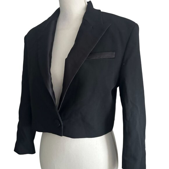 ZARA Women's Black Crop Tuxedo Blazer Jacket Size Small NEW NWT - Picture 2 of 7